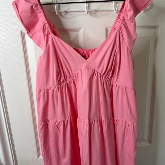 NWT ModCloth Notes of Grace Pink Tiered Poplin Maxi Dress Womens Size L - Picture 3 of 6